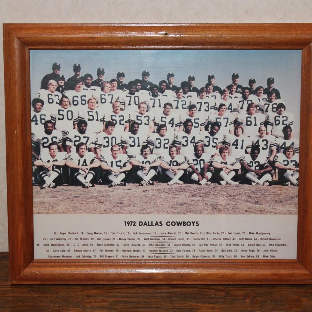 Vintage Dallas Cowboys Framed 1972 NFL Football Team Photograph